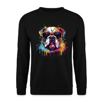 Cool English Bulldog with Sunglasses - Unisex Sweatshirt - black - Front - Alina (178cm) & Michal (187cm)