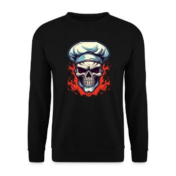 Skull with chef's hat - Unisex Sweatshirt - black - Front - Alina (178cm) & Michal (187cm)
