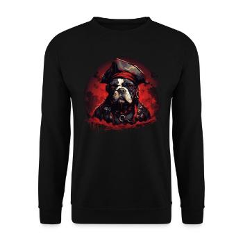 Bouledogue français Pirate - Sweat-shirt Unisexe - noir - Devant - Alina (178cm) & Michal (187cm)