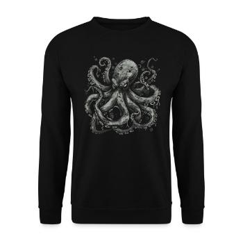 Grimmiger Kraken - Unisex Pullover - Schwarz - Vorne - Alina (178cm) & Michal (187cm)