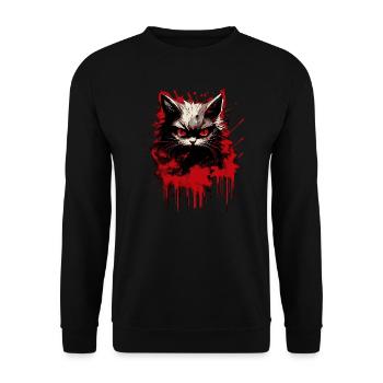 Katze hat schlechte Laune - Unisex Pullover - Schwarz - Vorne - Alina (178cm) & Michal (187cm)