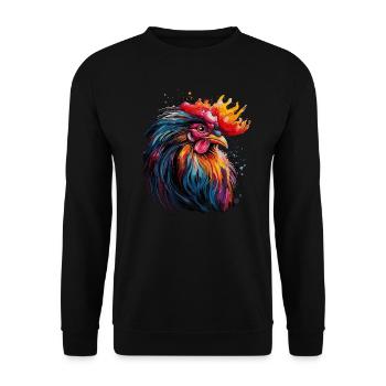 Ein stolzer Hahn - Unisex Pullover - Schwarz - Vorne - Alina (178cm) & Michal (187cm)