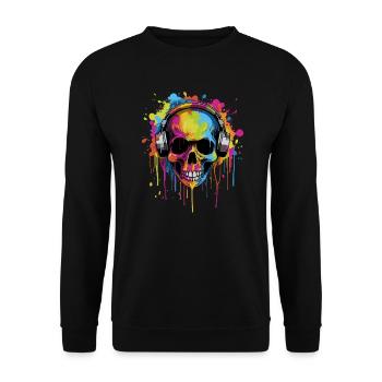 Zombie Skull Disc Jockey - Unisex Sweatshirt - black - Front - Alina (178cm) & Michal (187cm)