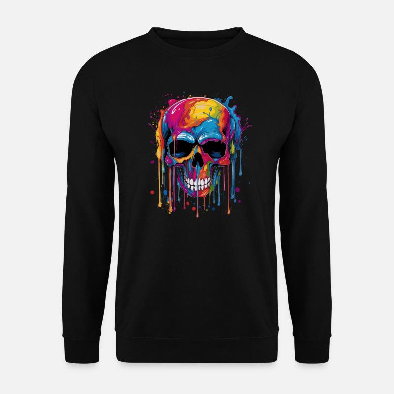 Bunter Popart Schädel - Unisex Pullover - Schwarz