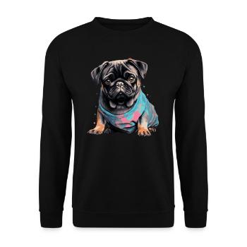 Cute Pug - Unisex Sweatshirt - black - Front - Alina (178cm) & Michal (187cm)