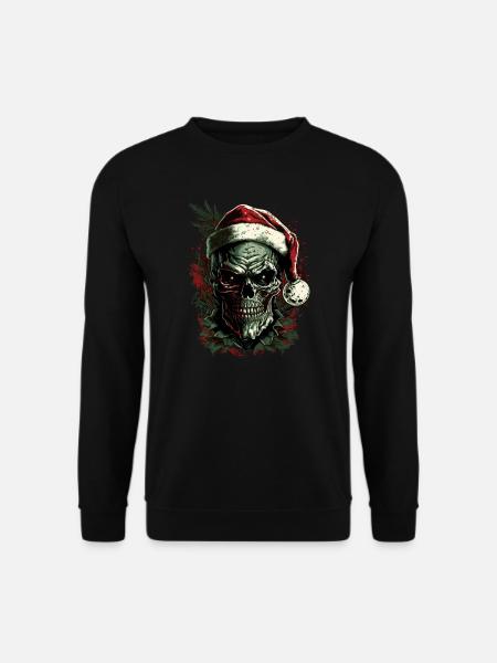 Skull with Santa hat - Unisex Sweatshirt - black
