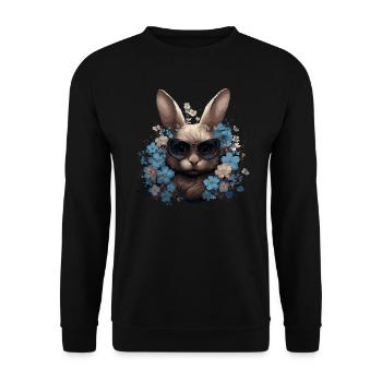 Lapin cool avec des fleurs - Sweat-shirt Unisexe - noir - Devant - Alina (178cm) & Michal (187cm)