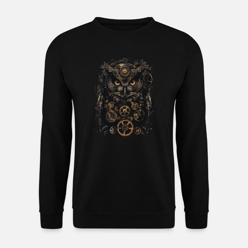 Steampunk Eule - Unisex Pullover - Schwarz