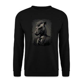 Extravagantes Zebra - Unisex Pullover - Schwarz - Vorne - Alina (178cm) & Michal (187cm)