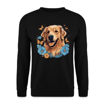 Golden Retriever Dog and Butterflies - Unisex Sweatshirt - black - Front - Alina (178cm) & Michal (187cm)