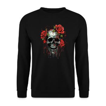 Crâne de fleur - Sweat-shirt Unisexe - noir - Devant - Alina (178cm) & Michal (187cm)