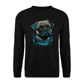 Kleiner Mops - Unisex Pullover - Schwarz - Vorne - Alina (178cm) & Michal (187cm)