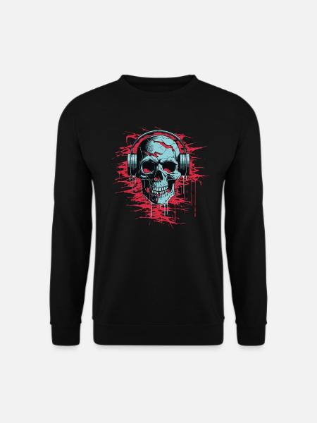 Zombie Schädel Disc Jockey - Unisex Pullover - Schwarz
