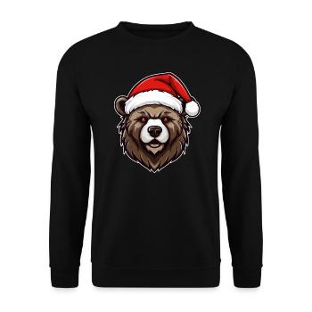 Christmas teddy bear in a bad mood - Unisex Sweatshirt - black - Front - Alina (178cm) & Michal (187cm)
