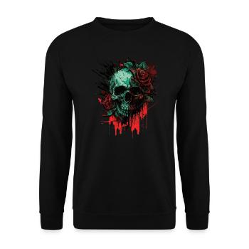 Crâne de fleur - Sweat-shirt Unisexe - noir - Devant - Alina (178cm) & Michal (187cm)
