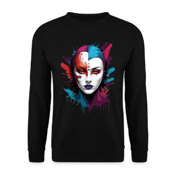 « Chromatic Chic : le porteur de masque coloré » - Sweat-shirt Unisexe - noir - Devant - Alina (178cm) & Michal (187cm)