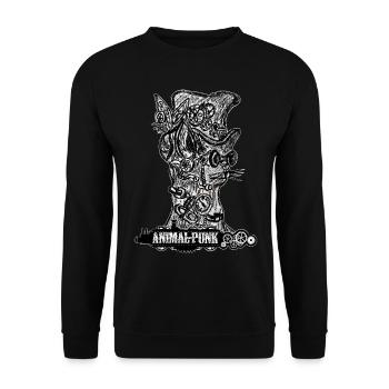 Mr. Cat SteamPunk TierPunk - Unisex Pullover - Schwarz - Vorne - Alina (178cm) & Michal (187cm)