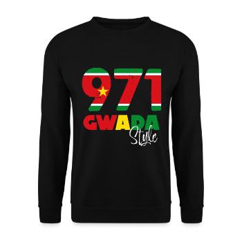 971 Gwada Style Drapeau Guadeloupe - Sweat-shirt Unisexe - noir - Devant - Alina (178cm) & Michal (187cm)