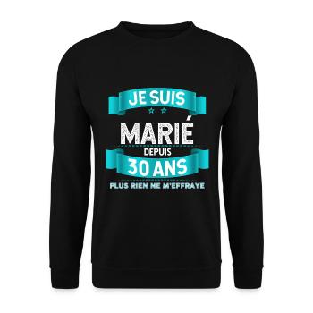 Je suis Marié Depuis 30 Ans Cadeau Noces Mariage - Sweat-shirt Unisexe - noir - Devant - Alina (178cm) & Michal (187cm)