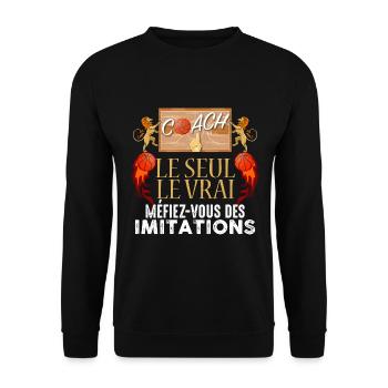 18 - t shirt coach basket humour 5.png - Sweat-shirt Unisexe - noir - Devant - Alina (178cm) & Michal (187cm)