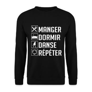 Manger, Dormir, Danse, Répéter - Sweat-shirt Unisexe - noir - Devant - Alina (178cm) & Michal (187cm)