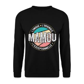 Cadeau Mamou Femme Grand mère original mamie - Sweat-shirt Unisexe - noir - Devant - Alina (178cm) & Michal (187cm)