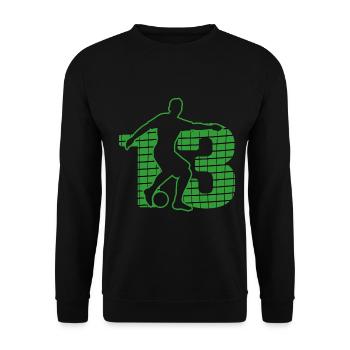 Fußball soccer sport Fußballer Fußballplatz NR.13 - Unisex Pullover - Schwarz - Vorne - Alina (178cm) & Michal (187cm)
