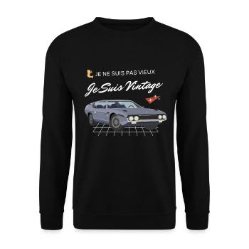 De n'suis pas vieux de suis vintage daddy - Unisex Sweatshirt - black - Front - Alina (178cm) & Michal (187cm)