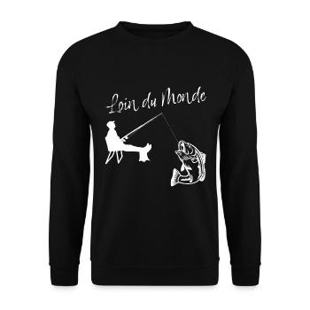 Loin Du Monde Idée Cadeau Pêcheur Homme - Sweat-shirt Unisexe - noir - Devant - Alina (178cm) & Michal (187cm)