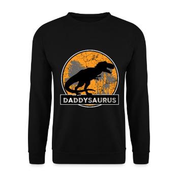Daddysaurus Dinosaurier Vater Geschenk - Unisex Pullover - Schwarz - Vorne - Alina (178cm) & Michal (187cm)