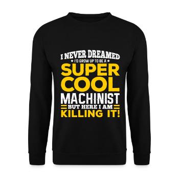 Super cool machinist, cutting mechanic turner - Unisex Sweatshirt - black - Front - Alina (178cm) & Michal (187cm)
