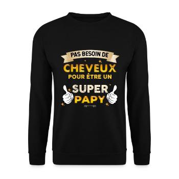 Papy pas de cheveux mais super papy cool - Sweat-shirt Unisexe - noir - Devant - Alina (178cm) & Michal (187cm)