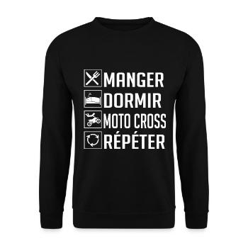 Manger, Dormir, Moto Cross, Répéter - Sweat-shirt Unisexe - noir - Devant - Alina (178cm) & Michal (187cm)