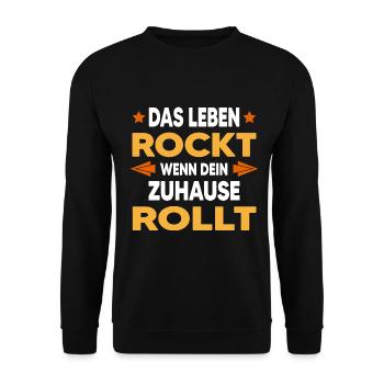 Wohnmobil camper Stellplatz WoMo outdoor mobil - Unisex Pullover - Schwarz - Vorne - Alina (178cm) & Michal (187cm)