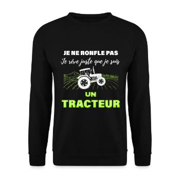 Mon Tracteur Ronfleur Cadeau Homme Agricole - Sweat-shirt Unisexe - noir - Devant - Alina (178cm) & Michal (187cm)