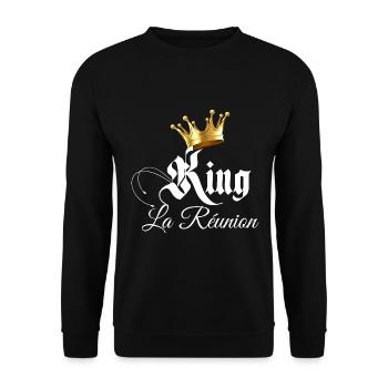 King la Réunion Cadeau Homme ou enfant - Sweat-shirt Unisexe - noir - Devant - Alina (178cm) & Michal (187cm)