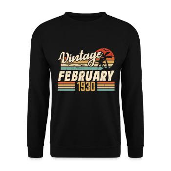 Vintage Born February 1930 94th Birthday Gift - Unisex Sweatshirt - black - Front - Alina (178cm) & Michal (187cm)