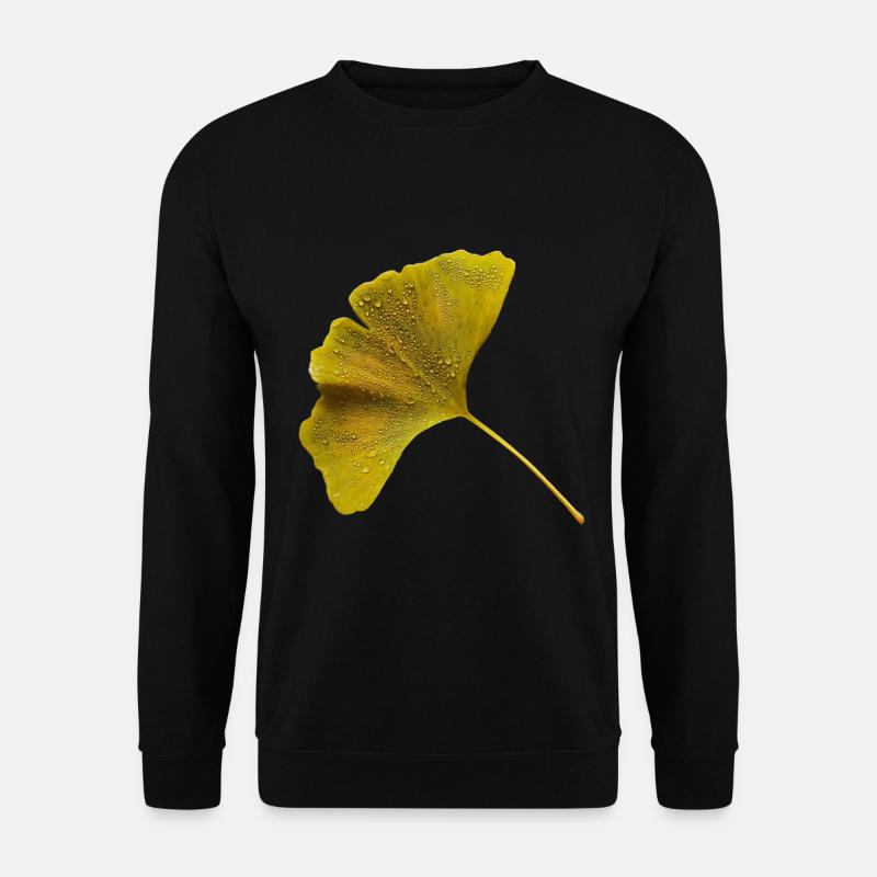 Ginkgoblatt Regentropfen Ginkgo Blatt Herbst - Unisex Pullover - Schwarz