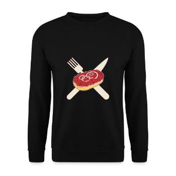 Mettbrötchen - oignons et viande hachée crue Mett - Sweat-shirt Unisexe - noir - Devant - Alina (178cm) & Michal (187cm)