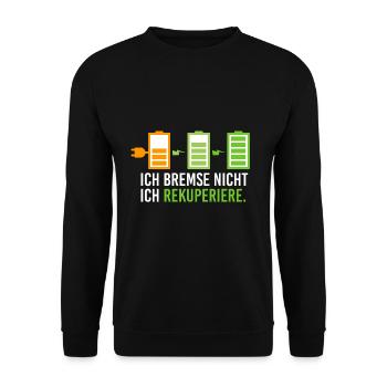 Elektroauto Elektromobilität E Auto Rekuperieren - Unisex Pullover - Schwarz - Vorne - Alina (178cm) & Michal (187cm)