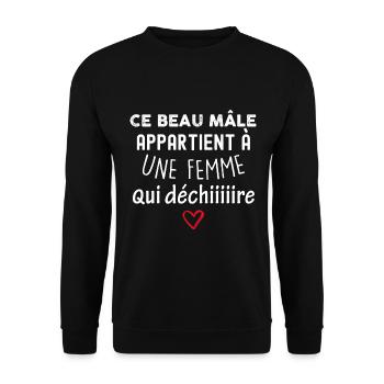 Amour. Ce beau male appartient à une femme - Sweat-shirt Unisexe - noir - Devant - Alina (178cm) & Michal (187cm)