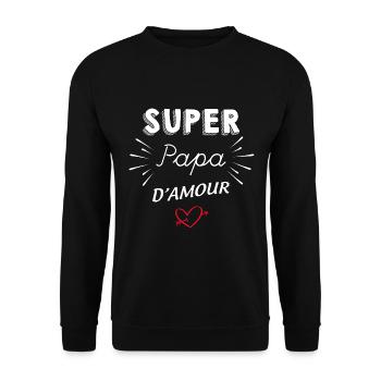 Super Papa D'amour Cadeau - Sweat-shirt Unisexe - noir - Devant - Alina (178cm) & Michal (187cm)