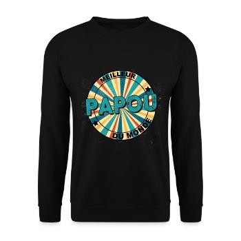 Meilleur Papou du monde Cadeau Grand-Père - Sweat-shirt Unisexe - noir - Devant - Alina (178cm) & Michal (187cm)