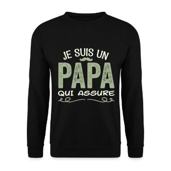 Je Suis Un Papa Qui Assure Cadeau Fête Des Pères - Sweat-shirt Unisexe - noir - Devant - Alina (178cm) & Michal (187cm)