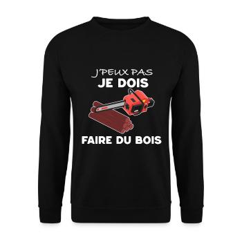 je Peux Pas je Dois Faire Du Bois - Sweat-shirt Unisexe - noir - Devant - Alina (178cm) & Michal (187cm)