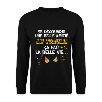 Collègue Amitié Au Travail Homme Ou Femme - Sweat-shirt Unisexe - noir - Devant - Alina (178cm) & Michal (187cm)