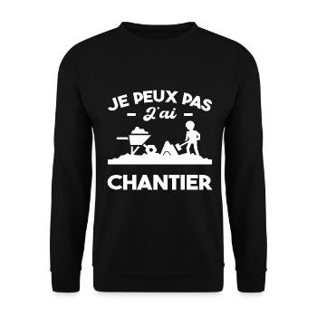Je Peux Pas J'ai Chantier - Sweat-shirt Unisexe - noir - Devant - Alina (178cm) & Michal (187cm)