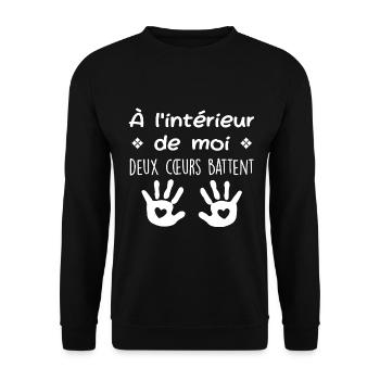 Annoncer Grossesse | Cadeau Femme Enceinte - Sweat-shirt Unisexe - noir - Devant - Alina (178cm) & Michal (187cm)