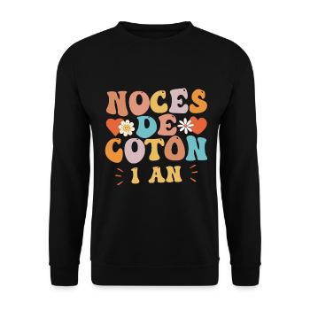 Noces de Coton - Sweat-shirt Unisexe - noir - Devant - Alina (178cm) & Michal (187cm)