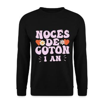 Noces de Coton - Sweat-shirt Unisexe - noir - Devant - Alina (178cm) & Michal (187cm)